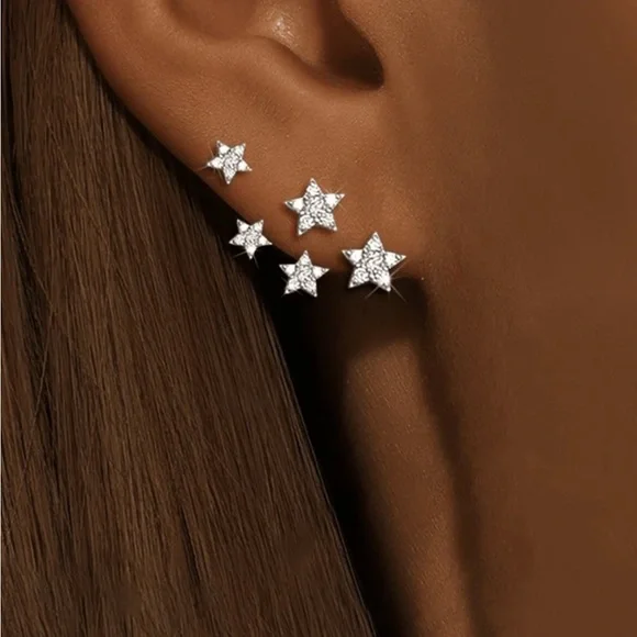 Celestial Silver and Gold Star Earrings - Picture 1 of 3